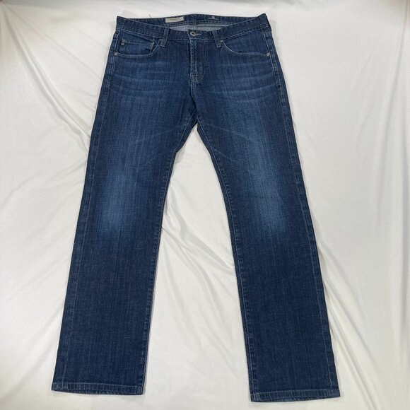 AG Adriano Goldschmied Mens 33x30 Actual The Matchbox Slim Straight Jeans Dark - Picture 2 of 12